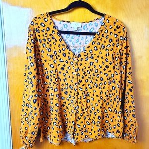 Leopard Print Button Blouse